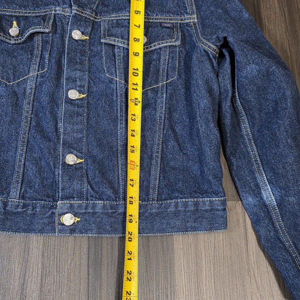 Vintage Y2K Vintage Tommy Jeans Denim Trucker Jacket Dark Rinse Women Size L... - Picture 8 of 12